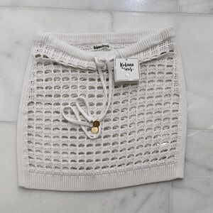 Kulani Kinis Ivory Crochet Mini Skirt cover up